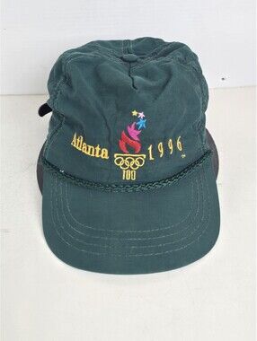 Vintage Atlanta Olympics 1996 Strapback Hat Mens Rope 90s Green Made In USA